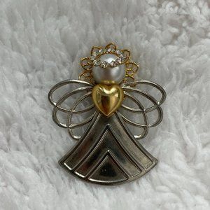 Designs by rosemary Vintage Mixed Metal Guardian Angel  with faux pearl